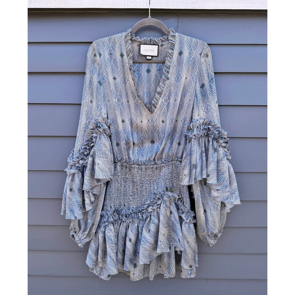 Alexis Leannie Fit and Flare Long Sleeve Chiffon Mini Dress Extra Small XS - Picture 4 of 8